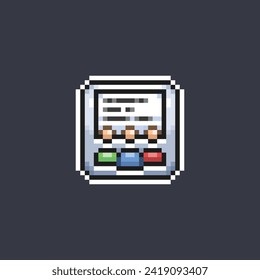 audiences with text sign in pixel art style