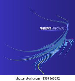 Audio album cover with abstract music waveform. Vector Illustration.