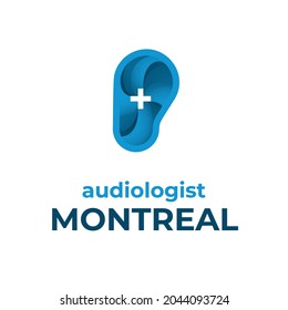 Diseño de logotipo de oído medio audiólogo de audio