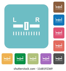 Audio balance control white flat icons on color rounded square backgrounds