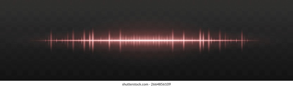 Barra de audio. Onda de frecuencia brillante con picos de alta intensidad y reflexión. Adecuado para interfaz de usuario, interfaz de música, visualización de sonido, señal digital.