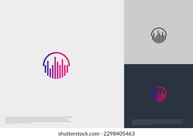 Audio beat icon play illustration concept logo template flat style. Voice equalizer idea. Modern creative vector
