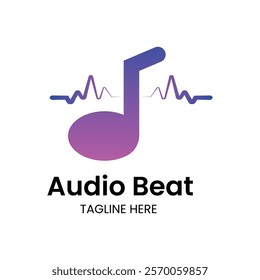 Audio Beat Logo Design Template With Music Tune.