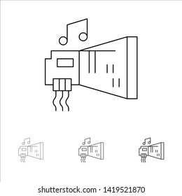 Audio, Blaster, Device, Hardware, Music Bold and thin black line icon set
