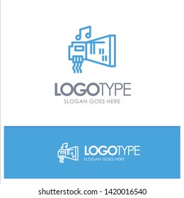 Audio, Blaster, Device, Hardware, Music Blue outLine Logo with place for tagline