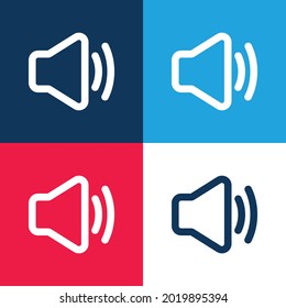 Audio blue and red four color minimal icon set