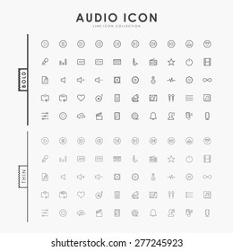 audio bold and thin line icons