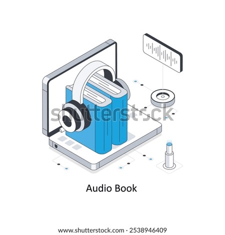 Audio Book Cab Location  isometric stock illustration. EPS File stock illustration