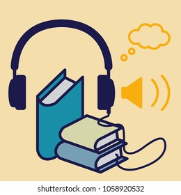 Audio book concept vector with pastel color background