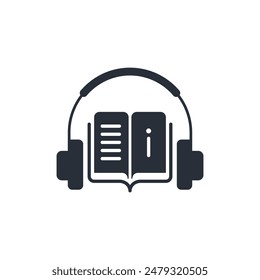Audio book. Distance education e-learning, podcast, webinar, tutorial.Vector linear icon isolated on white background.