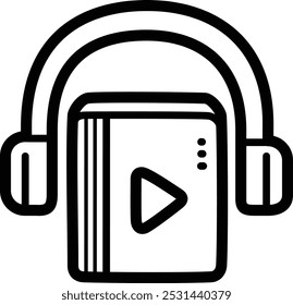 Ícone vetorial e ilustração de doodle de livro de áudio