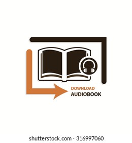 Audio book download icon concept design logo art