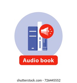 Audio book flat icon, listen literature, vector illustration
