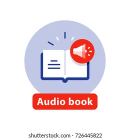 Audio Book Flat Icon, Listen Literature, Vector Illustration