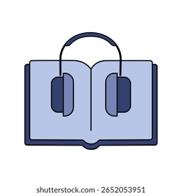 Ícone plano do livro de áudio sobre fundo branco.
