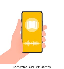 Audio book in flat style on white background. Vector isometric design