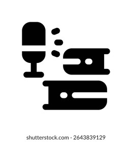 ícone de glifo do livro de áudio. Ícone vetorial forte e sólido para sites, interfaces móveis, apresentações e marca visual. Alta qualidade e fácil de editar.
