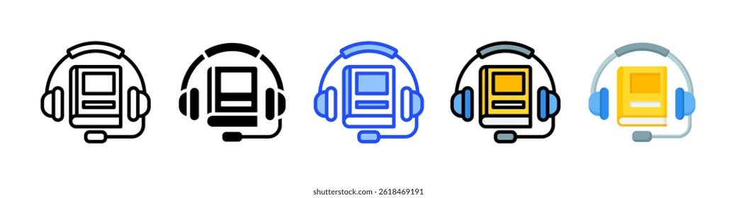 Audio Book Icon Collection With Multiple Styles