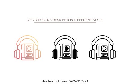 Audio Book icon design with white background stock illustration