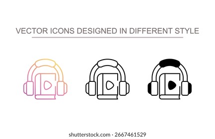 Audio Book icon design with white background stock illustration