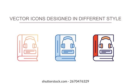 Audio Book icon design with white background stock illustration
