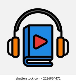 Audio book icon in filled line style, use for website mobile app presentation