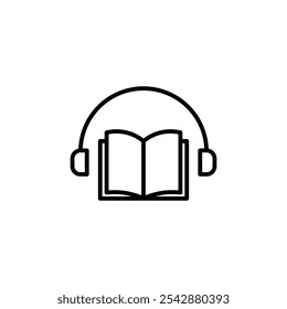 Icono de libro de audio. Iconos rellenos y de trazo de línea
