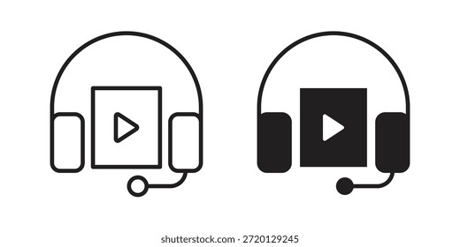 Audio book icon illustration, thin line vector, web design sign,