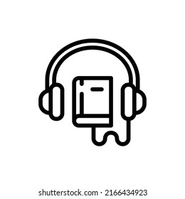 Audio Book Icon. Line Art Style Design Isolated On White Background