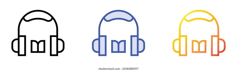 icono de audiolibro. Diseño de estilo de relleno lineal, azul y degradado aislado sobre fondo blanco