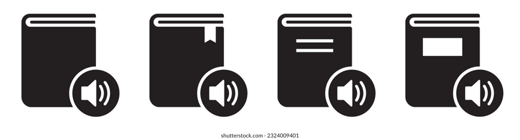 Audiobuchsymbol. Höre das Buch-Symbol zu. Digitales Buchsymbol, Vektorgrafik