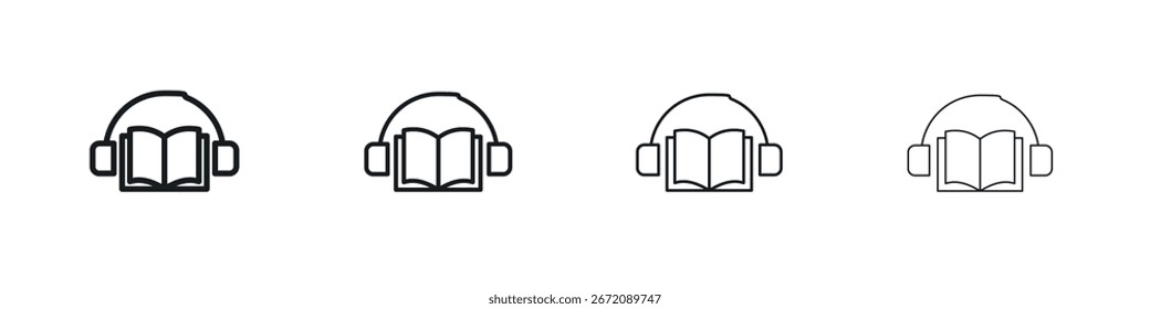 Audio book icon. minimal strokes lines for web designs