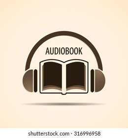 Audio book icon on beige vintage background