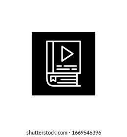 Audiobuchsymbol. Online-Lernsymbol. Perfekt für Anwendungen, Web, Logo und Präsentationen. Invertierter Stil der Symboldesign-Linie