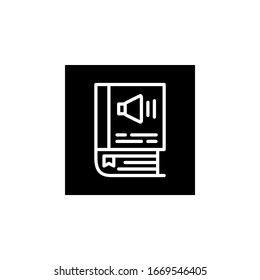 Audiobuchsymbol. Online-Lernsymbol. Perfekt für Anwendungen, Web, Logo und Präsentationen. Invertierter Stil der Symboldesign-Linie