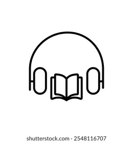 Audio book icon Outline set in black and white color