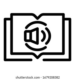 Audio book icon. Outline audio book vector icon for web design isolated on white background