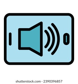 Audio book icon outline vector. Online study. Mobile media color flat