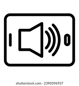 Audio-Buch-Symbol Umrissvektor. Online-Studie. Mobile Medien