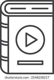 Icono de audiolibro que representa la educación en línea, el aprendizaje electrónico, la narración, el entretenimiento y la tecnología moderna para escuchar historias
