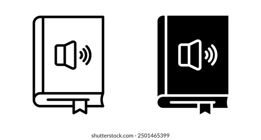 Conjunto de iconos de libro de audio. Símbolo del audiolibro. muestra del ebook. para el concepto móvil y el Diseño web. Ilustración vectorial en el fondo blanco