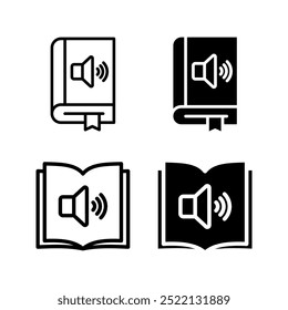 Conjunto de iconos de libro de audio. Símbolo del audiolibro. muestra del ebook. para el concepto móvil y el color del Diseño web editable