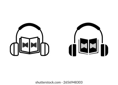Conjunto de iconos de libro de audio. Símbolo del audiolibro. muestra del ebook. para el concepto móvil y el color del Diseño web editable