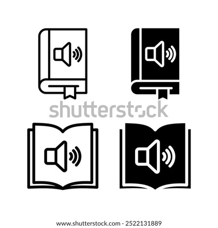 Audio book icon set. Audiobook symbol. ebook sign. for mobile concept and web design color editable
