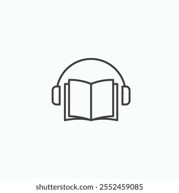 Audio book icon set in blackthin line style.