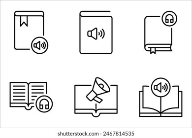 Hörbuch-Symbolsatz. Digitales Buch-Icon-Set, Vektorillustration auf weißem Hintergrund