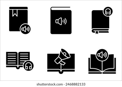 Audio book icon set. Digital book icon set, vector illustration on white background