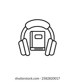 Audio book icon set Flat isolated outline sign