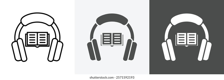 Audio book icon set vector art