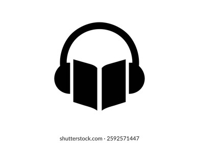 Audio Book Icon for Social Media, audio book flat icon, audiobook symbol, audiobook silhouette